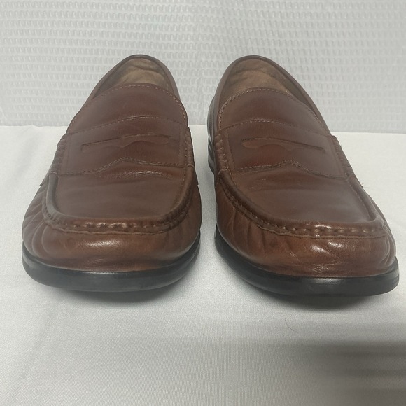Cole Haan Brown Leather Penny Loafers Pinch Hand Sewn Mens 11.5M Slip On Shoe - Picture 4 of 13